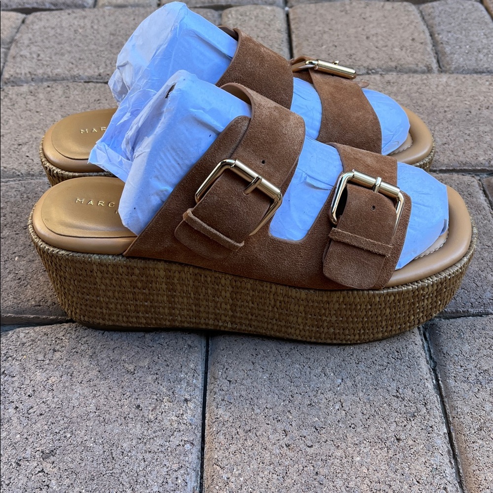 Marc Fisher Tan Platform Sandals with Adjustable Straps - Picture 10 of 16